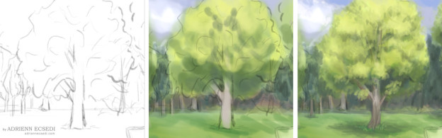 Tree painting process