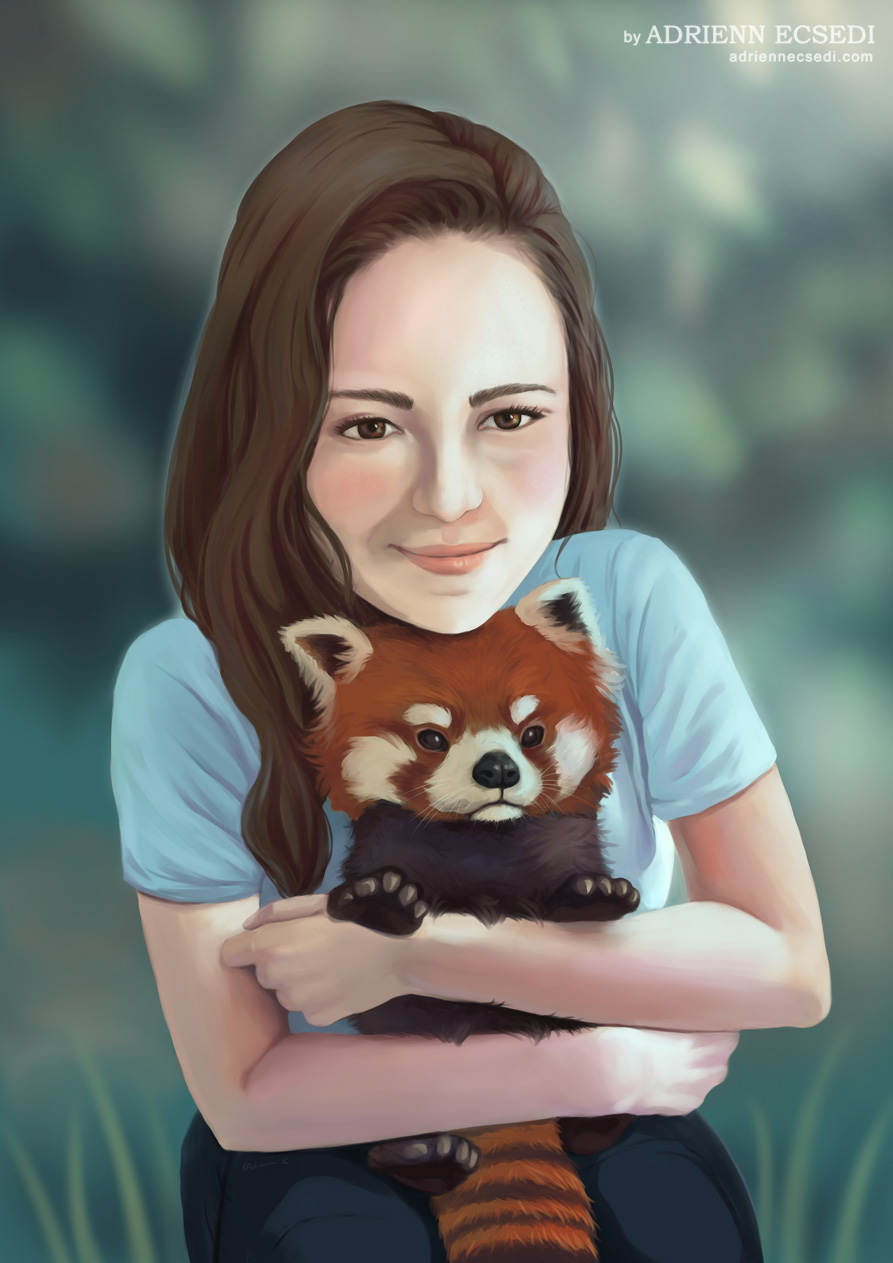 Red Panda Hug painting by Adrienn Ecsedi